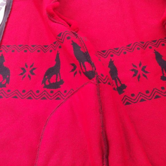 Vintage Silver Threads Great Falls USA Fleece Vest -M Pockets Coyote Western Red - Picture 7 of 10